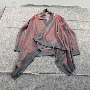 Pink Republic Open Front Aztec Design Tunic‎ Cardigan Women's Size L Pink Gray